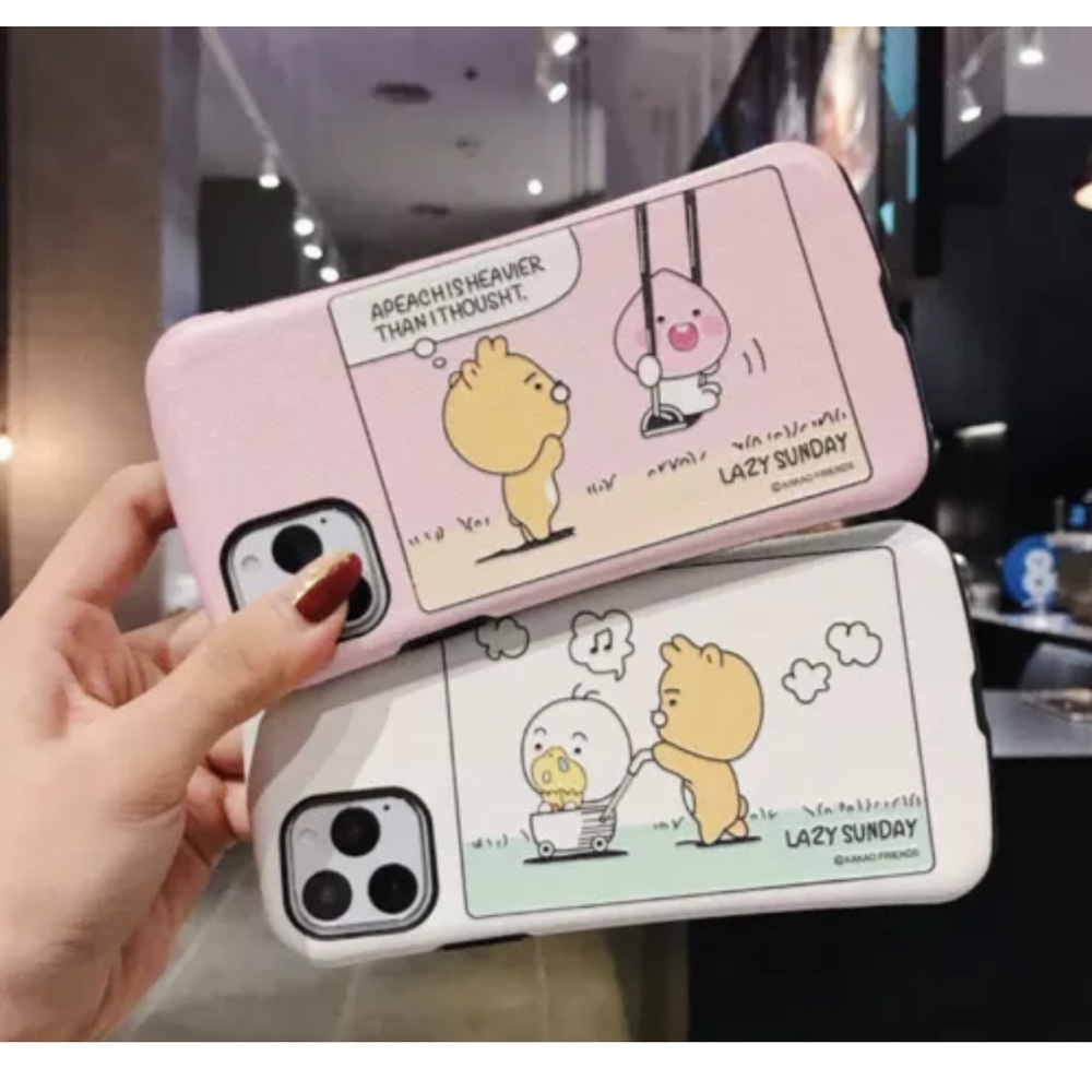 Iphone X Case Phone ryan apeach Cartoon Silicone Case White Pink kakao friends